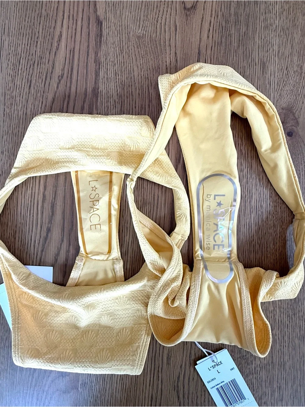 L*Space Leilani Bikini Bottom Yellow Textured Shell Sizes S and L NWT